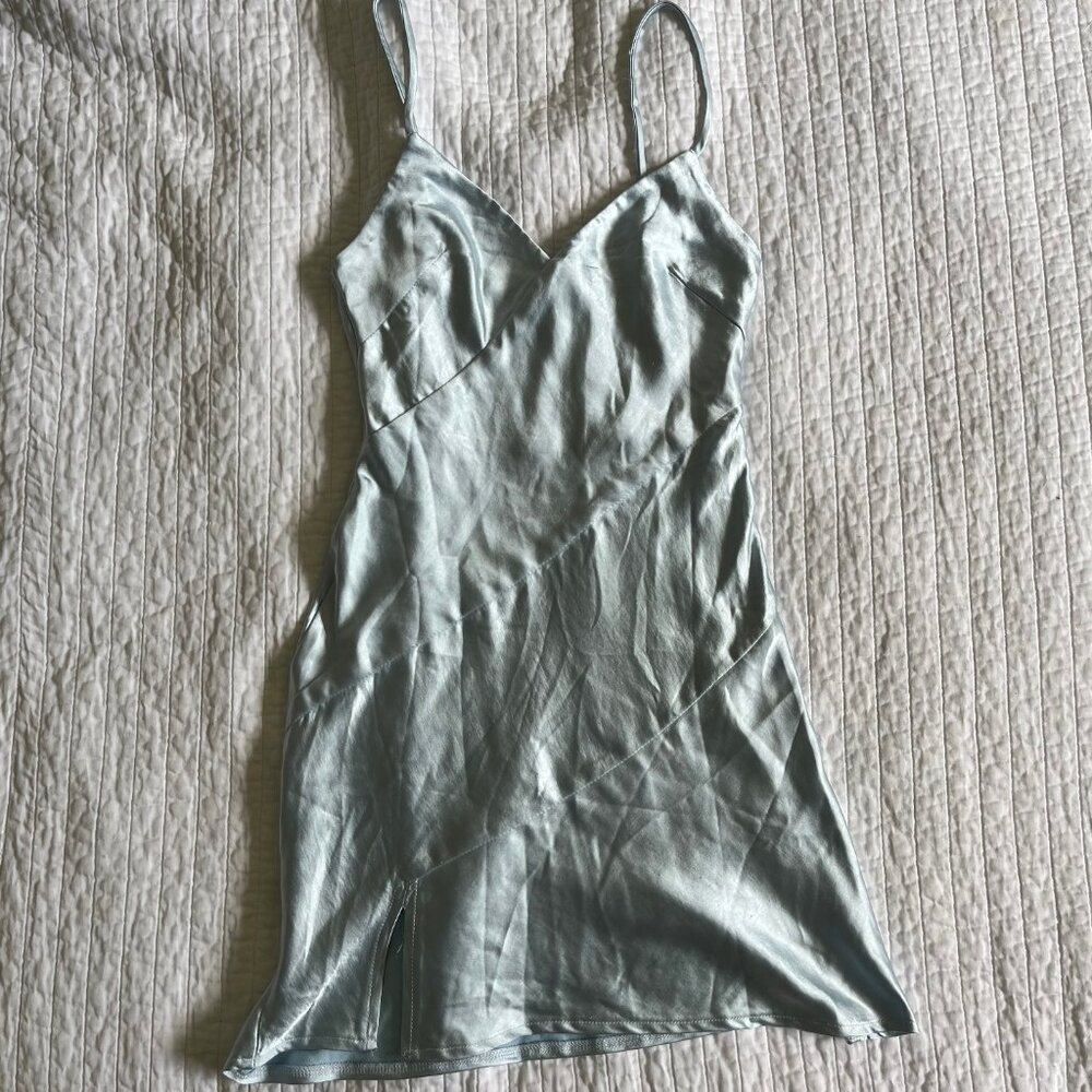 Princess Polly Baby Blue Mini Satin Dress - Picture 2 of 2